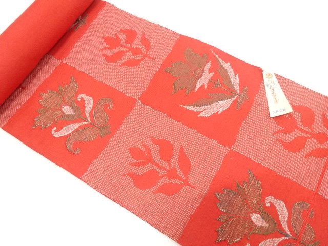 JAPANESE KIMONO / ANTIQUE BOLT FOR NAGOYA OBI / WOVEN FLORAL SARASA
